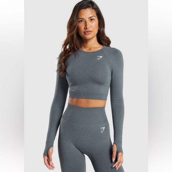VITAL SEAMLESS CROP TOP (strong grey/marl) 🩶 - Picture 1 of 3
